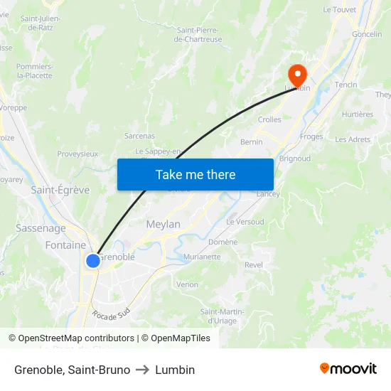 Grenoble, Saint-Bruno to Lumbin map