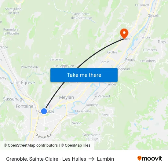 Grenoble, Sainte-Claire - Les Halles to Lumbin map