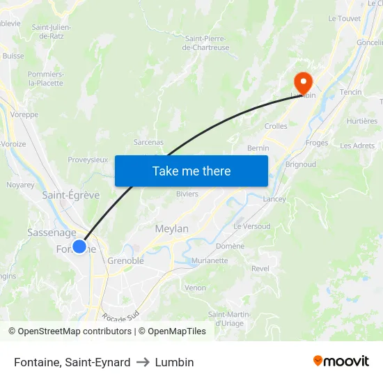 Fontaine, Saint-Eynard to Lumbin map