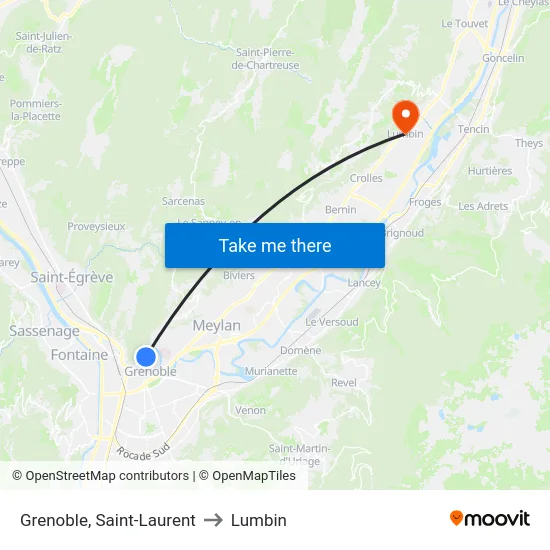 Grenoble, Saint-Laurent to Lumbin map