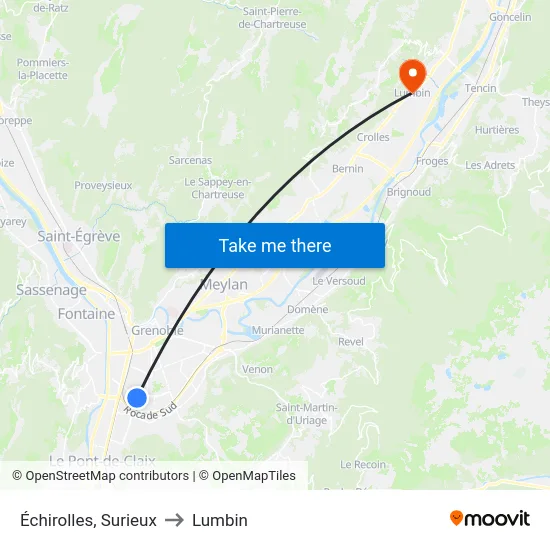 Échirolles, Surieux to Lumbin map