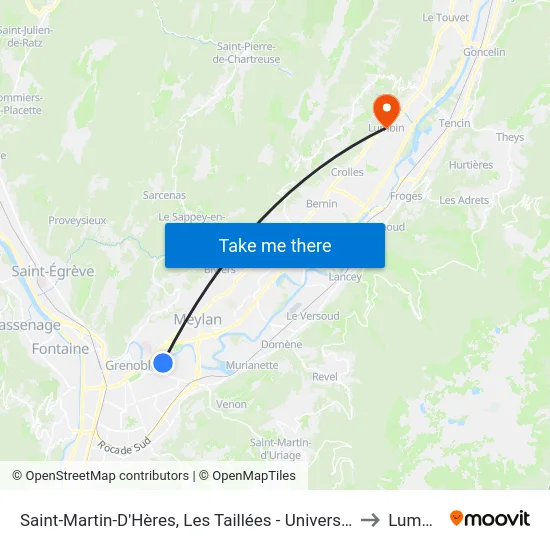 Saint-Martin-D'Hères, Les Taillées - Universités to Lumbin map
