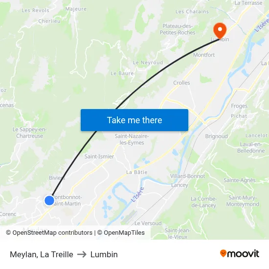 Meylan, La Treille to Lumbin map