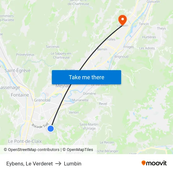 Eybens, Le Verderet to Lumbin map