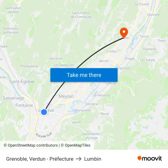 Grenoble, Verdun - Préfecture to Lumbin map