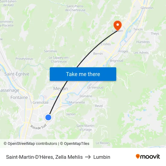 Saint-Martin-D'Hères, Zella Mehlis to Lumbin map