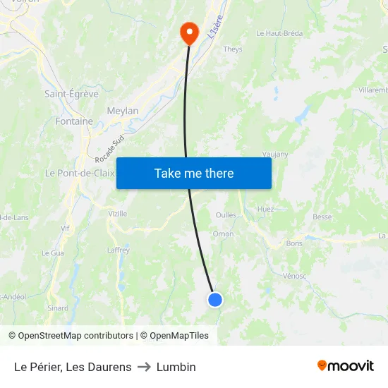 Le Périer, Les Daurens to Lumbin map