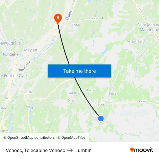 Vénosc, Telecabine Venosc to Lumbin map
