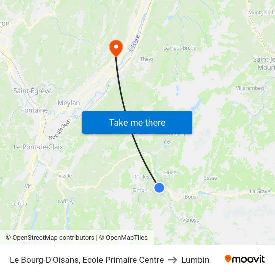 Le Bourg-D'Oisans, Ecole Primaire Centre to Lumbin map