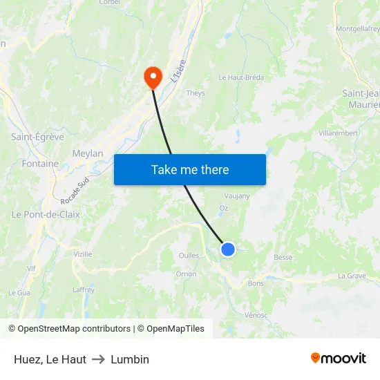 Huez, Le Haut to Lumbin map