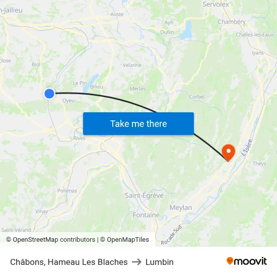 Châbons, Hameau Les Blaches to Lumbin map