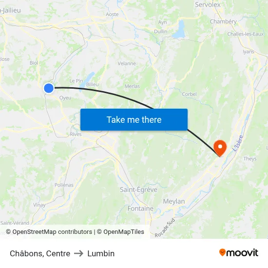 Châbons, Centre to Lumbin map