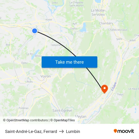 Saint-André-Le-Gaz, Ferrard to Lumbin map