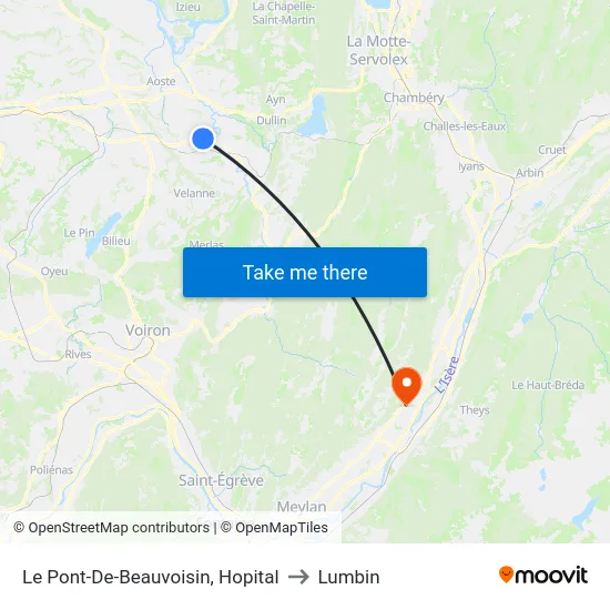 Le Pont-De-Beauvoisin, Hopital to Lumbin map