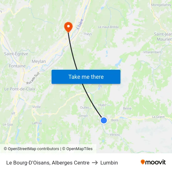 Le Bourg-D'Oisans, Alberges Centre to Lumbin map