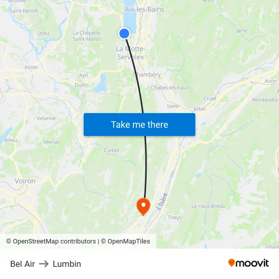 Bel Air to Lumbin map