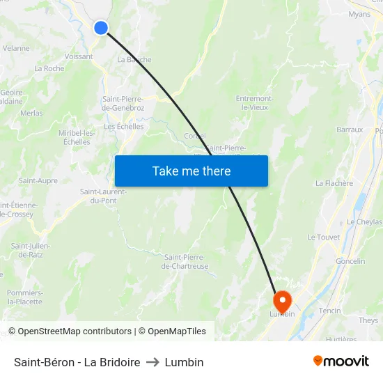 Saint-Béron - La Bridoire to Lumbin map