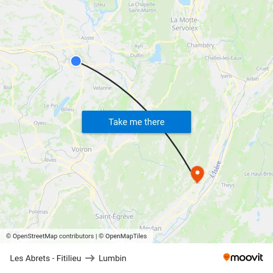 Les Abrets - Fitilieu to Lumbin map
