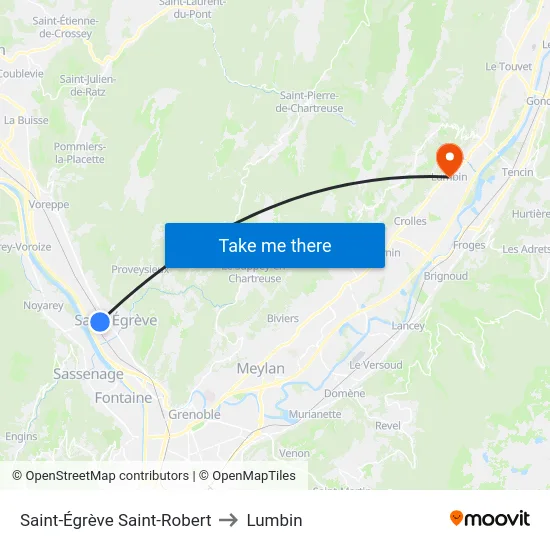 Saint-Égrève Saint-Robert to Lumbin map