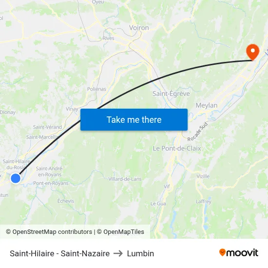 Saint-Hilaire - Saint-Nazaire to Lumbin map