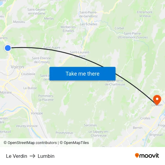 Le Verdin to Lumbin map