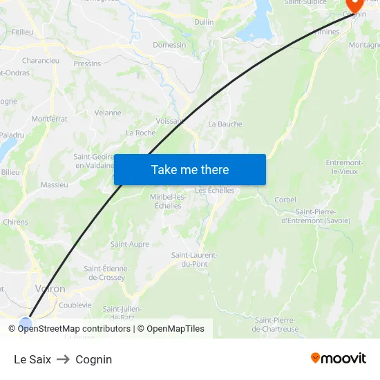 Le Saix to Cognin map