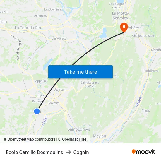 Ecole Camille Desmoulins to Cognin map