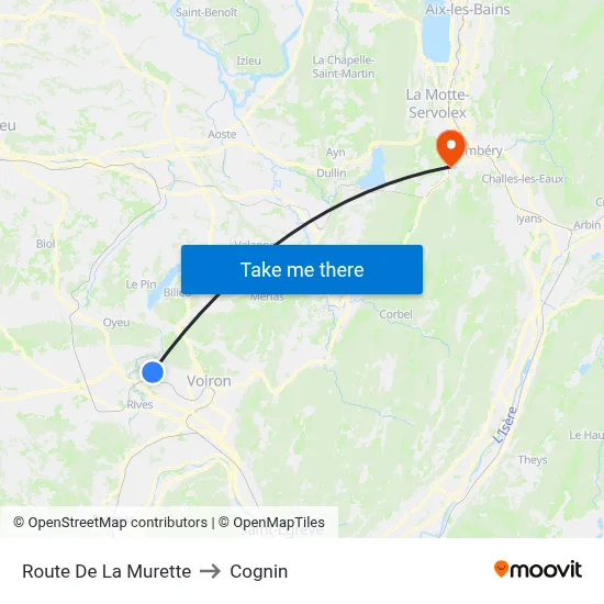 Route De La Murette to Cognin map