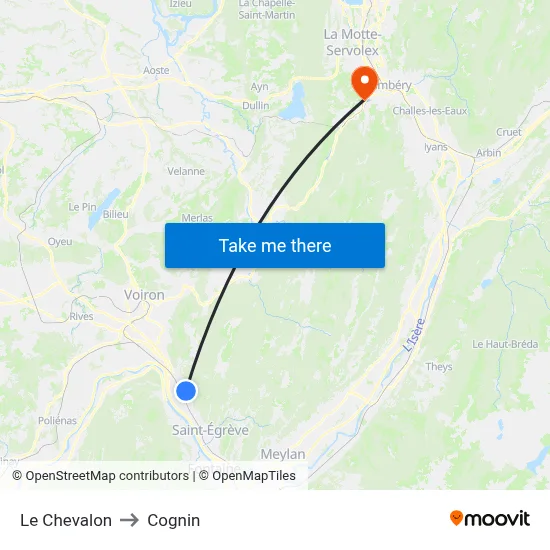 Le Chevalon to Cognin map