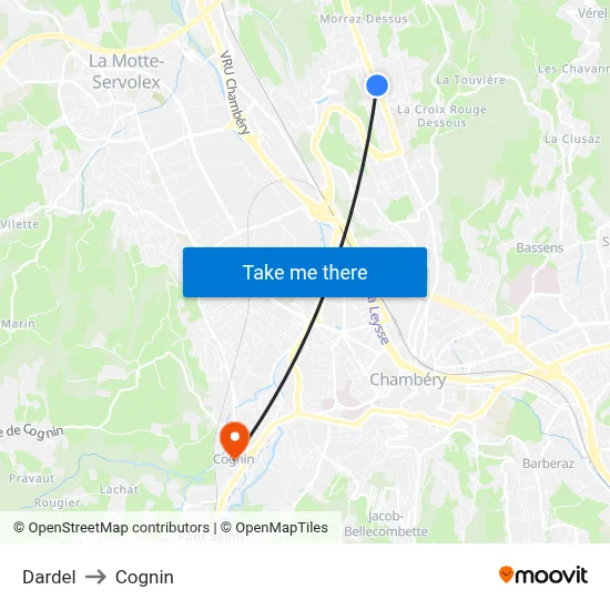 Dardel to Cognin map