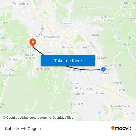 Gabelle to Cognin map