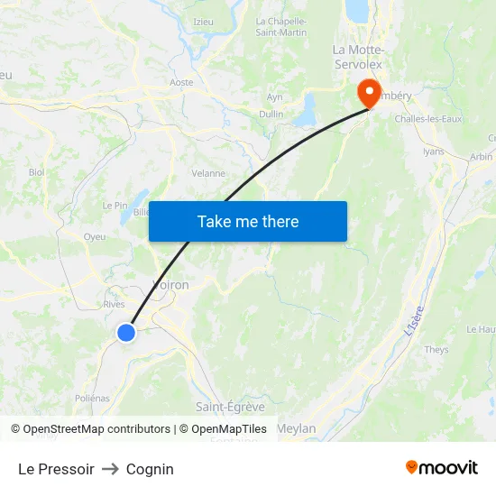 Le Pressoir to Cognin map