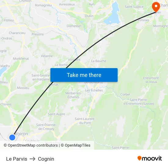 Le Parvis to Cognin map