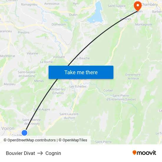 Bouvier Divat to Cognin map