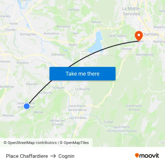 Place Chaffardiere to Cognin map