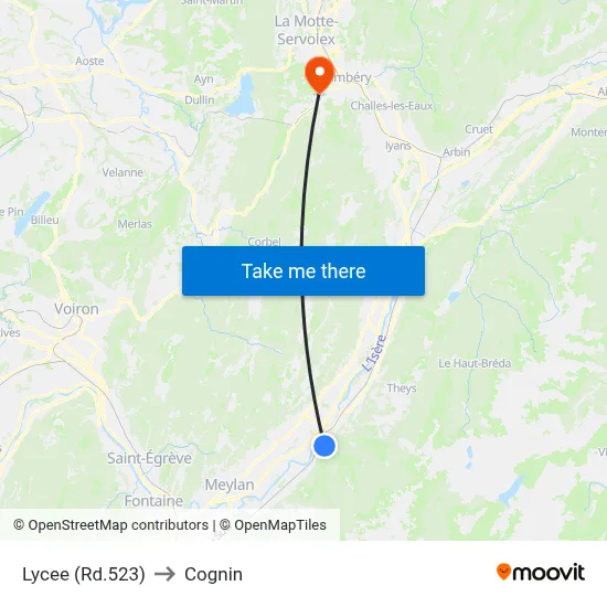 Lycee (Rd.523) to Cognin map