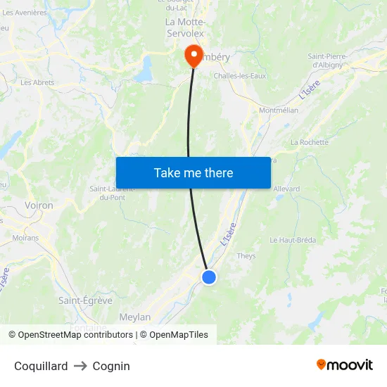Coquillard to Cognin map