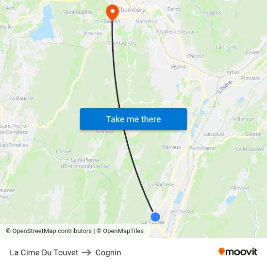 La Cime Du Touvet to Cognin map