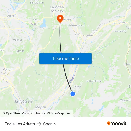 Ecole Les Adrets to Cognin map