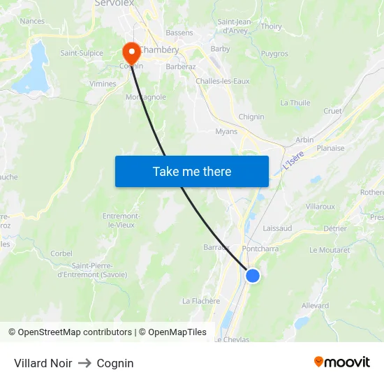 Villard Noir to Cognin map
