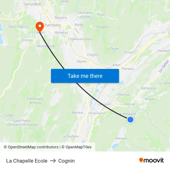 La Chapelle Ecole to Cognin map