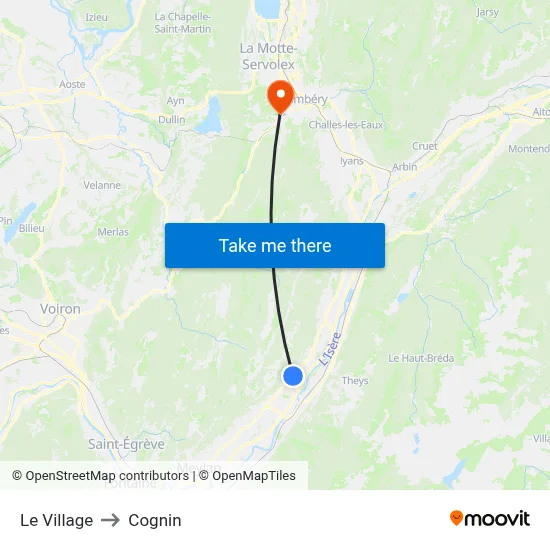 Le Village to Cognin map