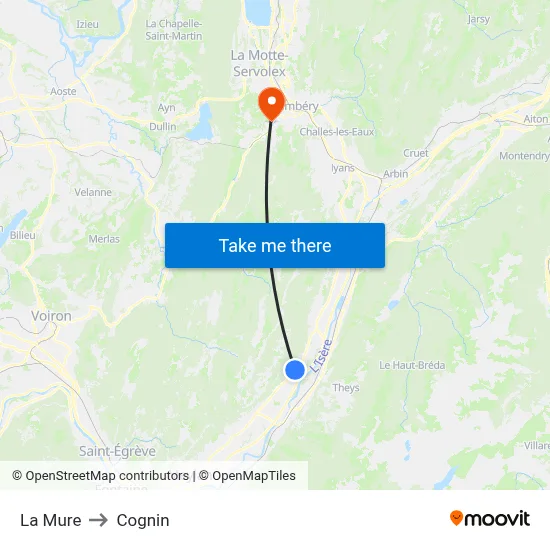 La Mure to Cognin map