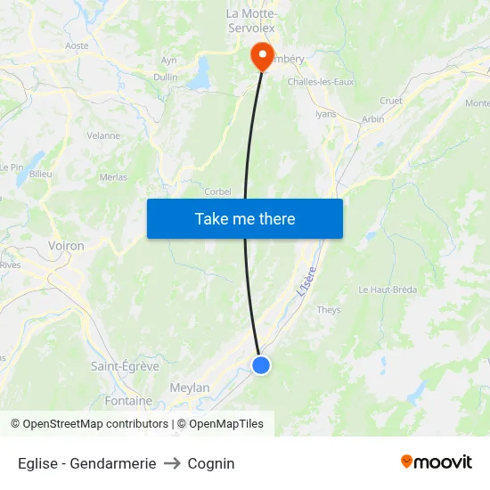 Eglise - Gendarmerie to Cognin map