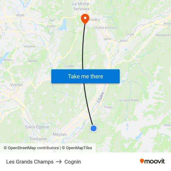 Les Grands Champs to Cognin map