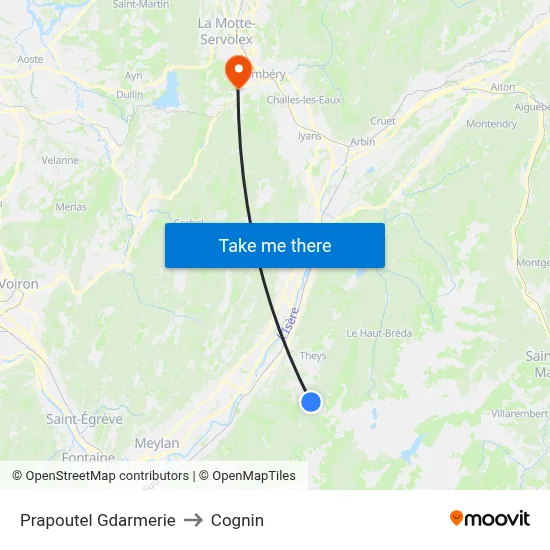 Prapoutel Gdarmerie to Cognin map