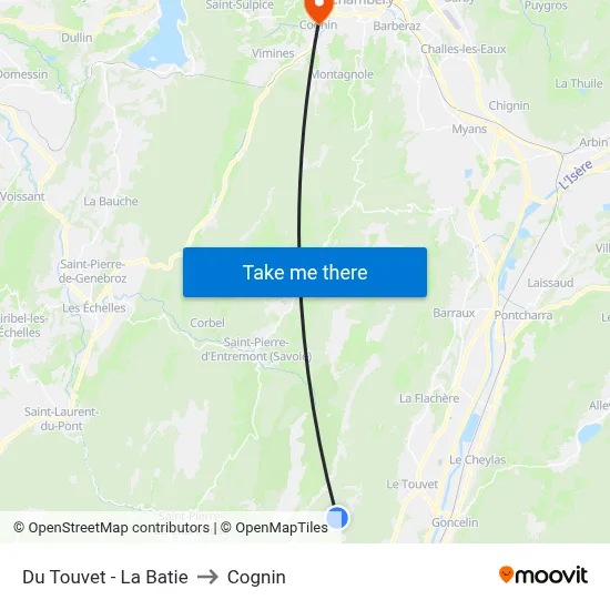Du Touvet - La Batie to Cognin map
