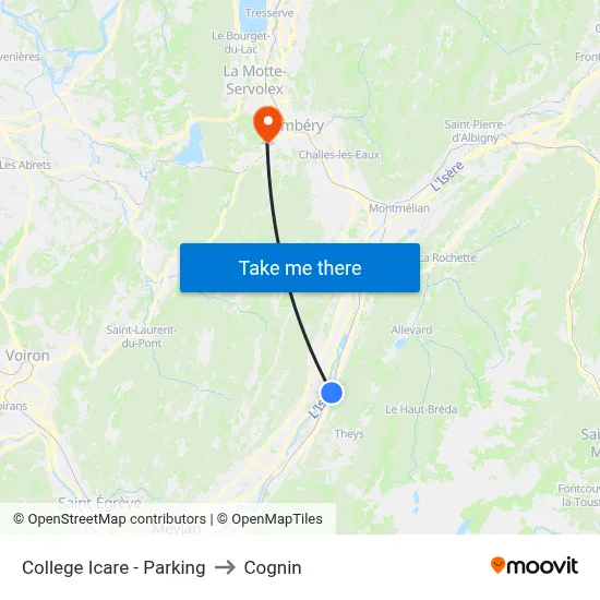 College Icare - Parking to Cognin map