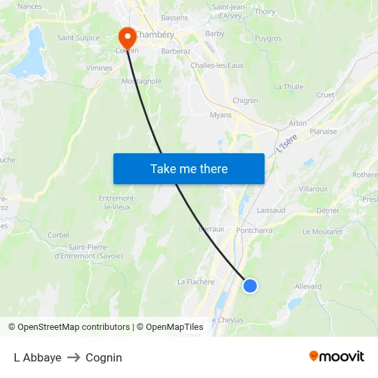 L Abbaye to Cognin map