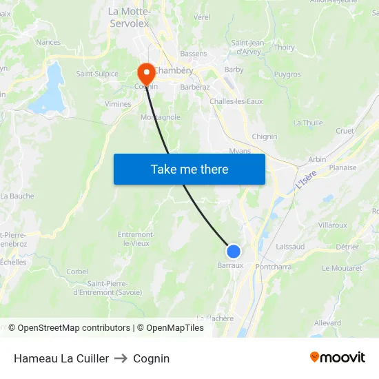 Hameau La Cuiller to Cognin map